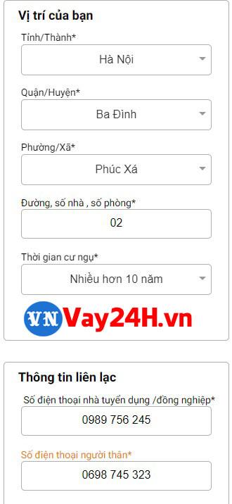 Nhập thông tin địa chỉ nơi sống Nhập thông tin địa chỉ nơi sống