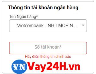 Điền thẻ ngân hàng khi vay tiền moneycat Điền thẻ ngân hàng khi vay tiền moneycat