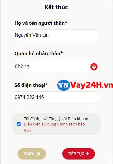 hướng dẫn vay tiền vayvnd bước 6