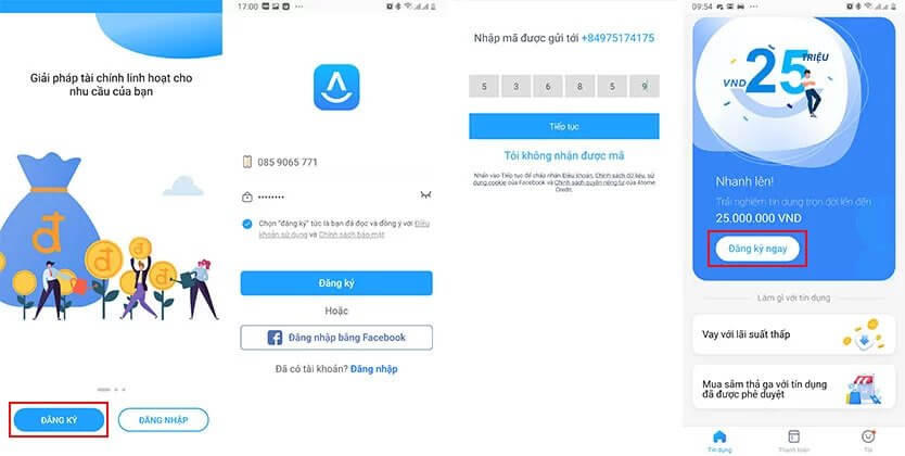 Đăng ký khoản vay tại Atome Credit