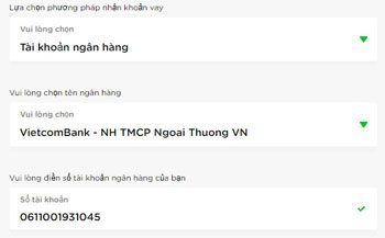 Điền thông tin tài khoản ngân hàng Điền thông tin tài khoản ngân hàng