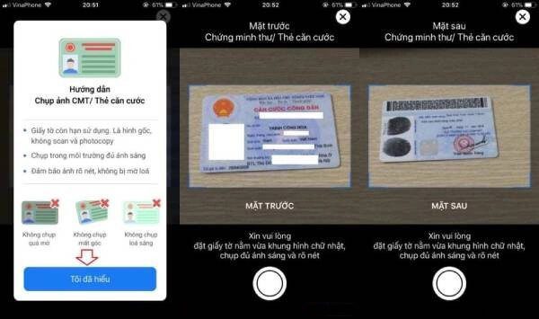 Chụp ảnh CMND/CCCD x&aacute;c thực th&ocirc;ng tin