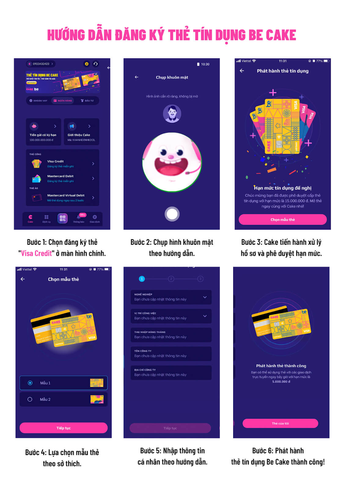 Hướng dẫn mở thẻ t&iacute;n dụng Cake
