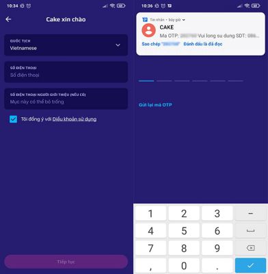 Điền số điện thoại v&agrave; Nhập m&atilde; OTP